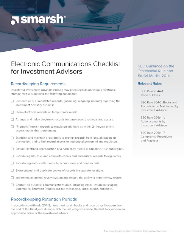 2019 06 FS GD RIA electronic communications checklist thb