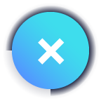 Popup x button blue corner transparent