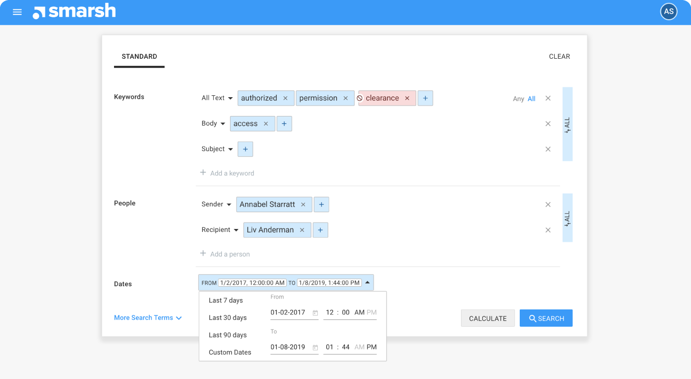Powerful search key capability