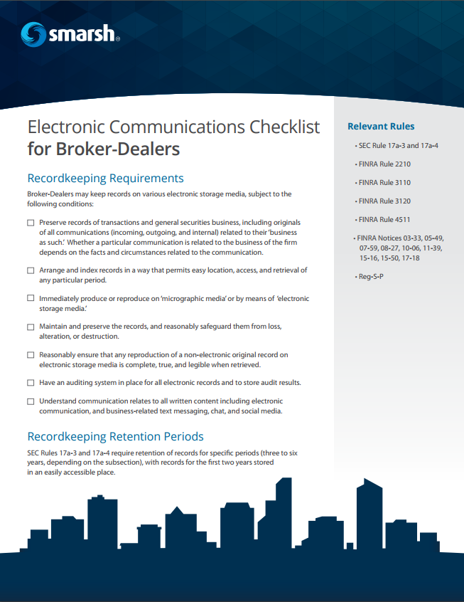 Electronic Communications Checklist for Broker-Dealers