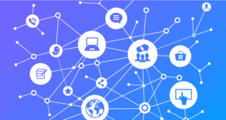 connected network blue-purple gradient overlay