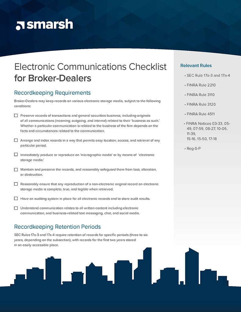 Electronic Communications Checklist for BrokerDealers Smarsh
